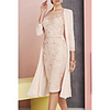 Sheath / Column Mother of the Bride Dress Elegant Vintage Plus Size Bateau Neck Knee Length Chiffon Lace 3/4 Length Sleeve with Appliques 2020 / See Through Mother of the groom dresses