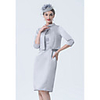 Sheath / Column Mother of the Bride Dress Elegant Vintage Plus Size High Neck Knee Length Satin 3/4 Length Sleeve with Crystals Appliques 2020 Mother of the groom dresses