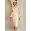 Sheath / Column Mother of the Bride Dress Elegant Vintage Plus Size Jewel Neck Knee Length Lace Satin Long Sleeve with Lace 2020 Mother of the groom dresses