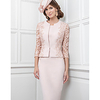 Sheath / Column Mother of the Bride Dress Elegant Vintage Plus Size Jewel Neck Knee Length Satin 3/4 Length Sleeve with Lace 2020