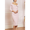 Sheath / Column Mother of the Bride Dress Elegant Vintage Plus Size Scoop Neck Knee Length Jersey 3/4 Length Sleeve with Beading Crystal Brooch 2020 Mother of the groom dresses