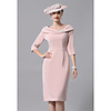 Sheath / Column Mother of the Bride Dress Elegant Vintage Plus Size Scoop Neck Knee Length Jersey 3/4 Length Sleeve with Beading Crystal Brooch 2020 Mother of the groom dresses