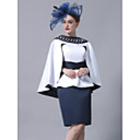 Sheath / Column Mother of the Bride Dress Elegant Vintage Plus Size Straight Neckline Knee Length Satin Sleeveless with Sash / Ribbon 2020