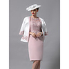 Sheath / Column Mother of the Bride Dress Wrap Included Jewel Neck Knee Length Lace Jersey 3/4 Length Sleeve with Beading Appliques 2020 Mother of the groom dresses