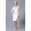 Sheath / Column Mother of the Bride Dress Wrap Included Plunging Neck Knee Length Satin Long Sleeve with Lace 2020