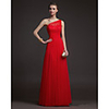 sheath / column one shoulder floor length chiffon / tulle bridesmaid dress with