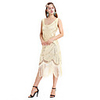 Sheath / Column Roaring 20s Vintage Party Wear Cocktail Party Dress V Neck Sleeveless Tea Length Spandex with Pleats Tassel 2020
