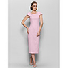 Sheath / Column Scoop Neck Tea Length Chiffon Mother of the Bride Dress with Pleats by Lightinthebox