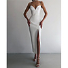 Sheath / Column Sexy bodycon Homecoming Party Wear Dress V Neck Sleeveless Ankle Length Spandex with Split 2020