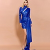 Sheath / Column Sexy bodycon Party Wear Cocktail Party Dress High Neck Long Sleeve Asymmetrical PU with Ruched 2020