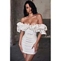 Sheath / Column Sexy bodycon Party Wear Cocktail Party Dress Off Shoulder Short Sleeve Short / Mini Satin with Sleek 2020