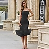 Sheath / Column Sexy bodycon Party Wear Cocktail Party Dress Strapless Sleeveless Knee Length Spandex with Ruffles 2020