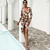 Sheath / Column Sexy bodycon Party Wear Cocktail Party Dress V Neck Long Sleeve Short / Mini Spandex with Ruched Pattern / Print 2020
