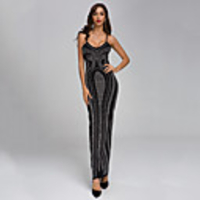 Sheath / Column Sexy bodycon Prom Formal Evening Dress Spaghetti Strap Sleeveless Floor Length Spandex with Crystals Split 2020