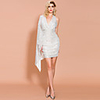 Sheath / Column Sexy Sparkle Party Wear Cocktail Party Dress V Neck Sleeveless Short / Mini Sequined with Ruched 2020