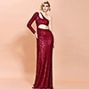 Sheath / Column Sexy Sparkle Wedding Guest Prom Dress One Shoulder Long Sleeve Floor Length Sequined with Sequin 2020