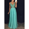 Sheath / Column Sparkle Elegant Wedding Guest Formal Evening Dress V Neck Sleeveless Floor Length Chiffon with Pleats Crystals 2020