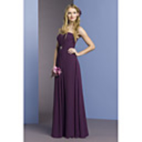 Sheath / Column Strapless Floor Length Chiffon / Satin Bridesmaid Dress with Pleats / Crystal Brooch