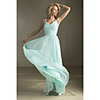 Sheath / Column V Neck / Spaghetti Strap Floor Length Chiffon Bridesmaid Dress with Pleats / Crystals