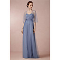 Sheath / Column V Neck Floor Length Chiffon / Satin Bridesmaid Dress with Draping / Tier