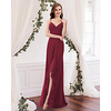Sheath / Column V Neck Floor Length Chiffon Bridesmaid Dress with Pleats / Split Front miniinthebox