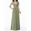 Sheath / Column V Neck Floor Length Chiffon Bridesmaid Dress with Pleats