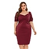 Sheath / Column Vintage Plus Size Party Wear Cocktail Party Dress V Neck Short Sleeve Knee Length Spandex with Sleek 2020