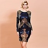 Sheath / Column Vintage Sexy Homecoming Party Wear Dress Jewel Neck Long Sleeve Short / Mini Spandex with Sequin 2020