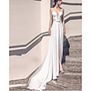 Sheath / Column Wedding Dresses Jewel Neck Court Train Chiffon Sleeveless Beach with 2020