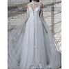 Sheath / Column Wedding Dresses Jewel Neck Sweep / Brush Train Lace Tulle Long Sleeve Country with 2020