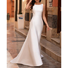 Sheath / Column Wedding Dresses Jewel Neck Sweep / Brush Train Satin Sleeveless Country Simple with 2020