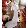 Sheath / Column Wedding Dresses V Neck Chapel Train Chiffon Lace Long Sleeve Country Simple Beach with 2020
