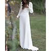 Sheath / Column Wedding Dresses V Neck Court Train Charmeuse Long Sleeve Simple with 2020