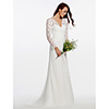 Sheath / Column Wedding Dresses V Neck Sweep / Brush Train Chiffon Floral Lace Long Sleeve Romantic Boho Little White Dress Illusion Sleeve with Lace Buttons Criss-Cross 2020