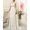 Sheath / Column Wedding Dresses V Neck Sweep / Brush Train Chiffon Lace Sleeveless Vintage with Appliques 2020