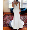 Sheath / Column Wedding Dresses V Neck Sweep / Brush Train Stretch Satin Sleeveless Simple with 2020