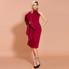 Sheath Column Elegant Minimalist Party Wear Cocktail Party Dress High Neck Sleeveless Knee Length Spandex with Ruffles 2020