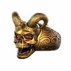 sheep goat head ring for men,  demon skull ring cool devil ring halloween biker,  punk animal rings jewelry gift for men boys (gold,  7)