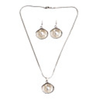 Shell Pattern Pearl Necklace and Earring