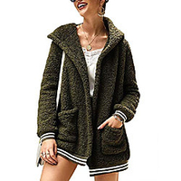 sherpa faux fur hooded jackets oversized striped fleece fuzzy shearling winter warm outwear with pockets coffee miniinthebox