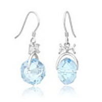 Shining Crystal And 925 Sterling Silver With Platinum Plated Earrings - Champagne