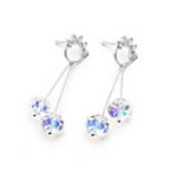 Shining Crystal And 925 Sterling Silver With Platinum Plated Earrings - Light Blue