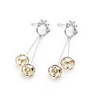 Shining Crystal And 925 Sterling Silver With Platinum Plated Earrings - Pink