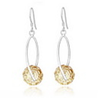 Shining Crystal And 925 Sterling Silver With Platinum Plated Earrings - Pink