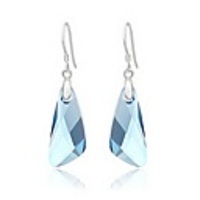 Shining Crystal And 925 Sterling Silver With Platinum Plated Earrings - Purple