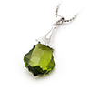 Shining Crystal And 925 Sterling Silver With Platinum Plated Pendant - Green
