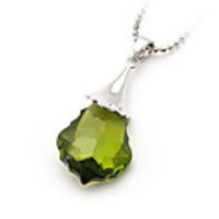 Shining Crystal And 925 Sterling Silver With Platinum Plated Pendant - Green
