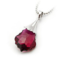 Shining Crystal And 925 Sterling Silver With Platinum Plated Pendant - Red