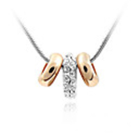 Shining Crystal And Platinum Plated Alloy Pendant Ring Shaped Necklace