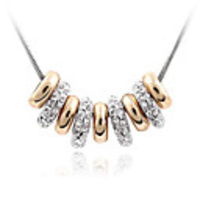 Shining Crystal And Platinum Plated Alloy Pendant Ring Shaped Necklace
